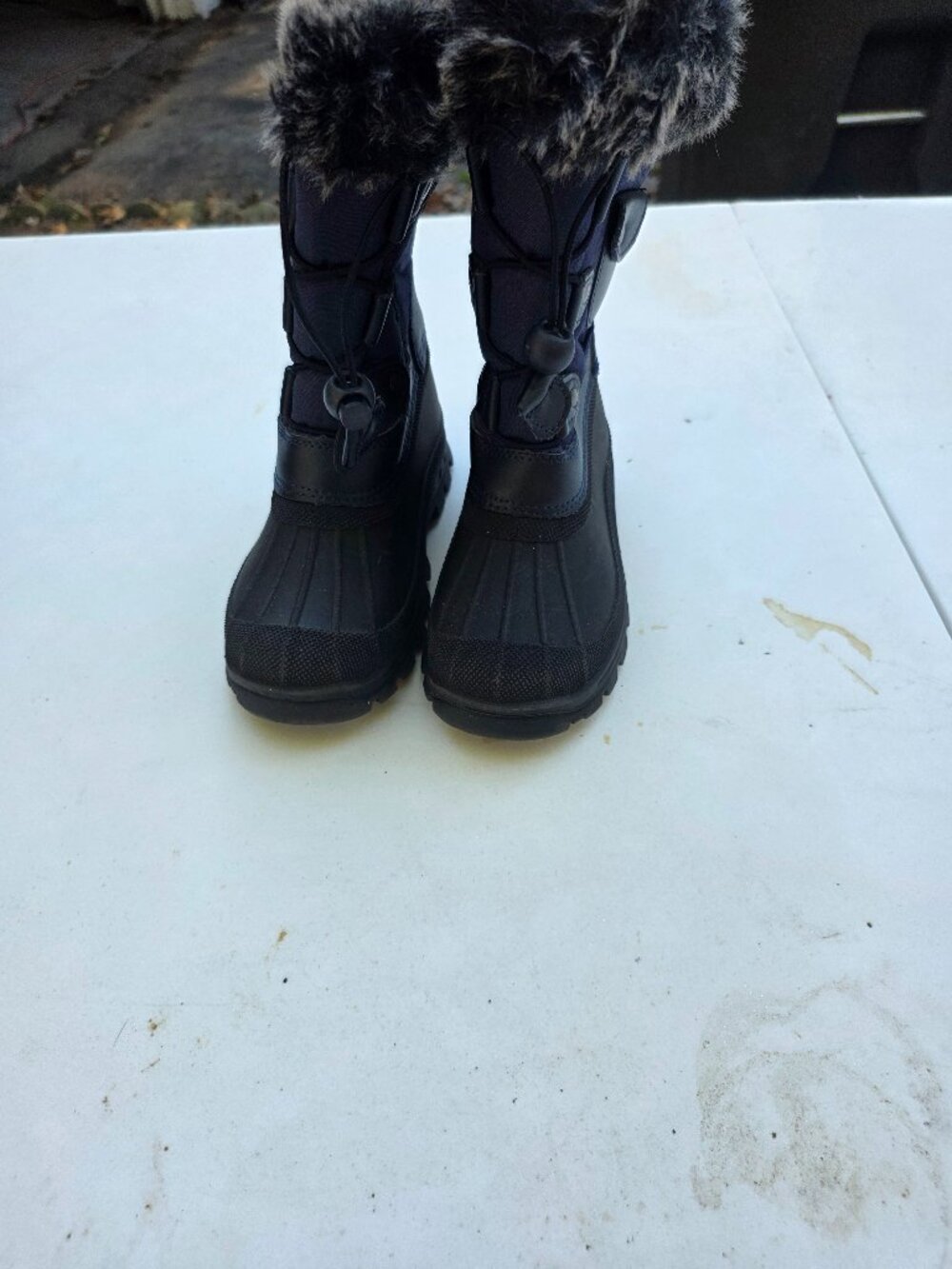 Kids Winter Snow Boots Size 11 Little Kid Navy Black Faux Fur Cuff Toggle